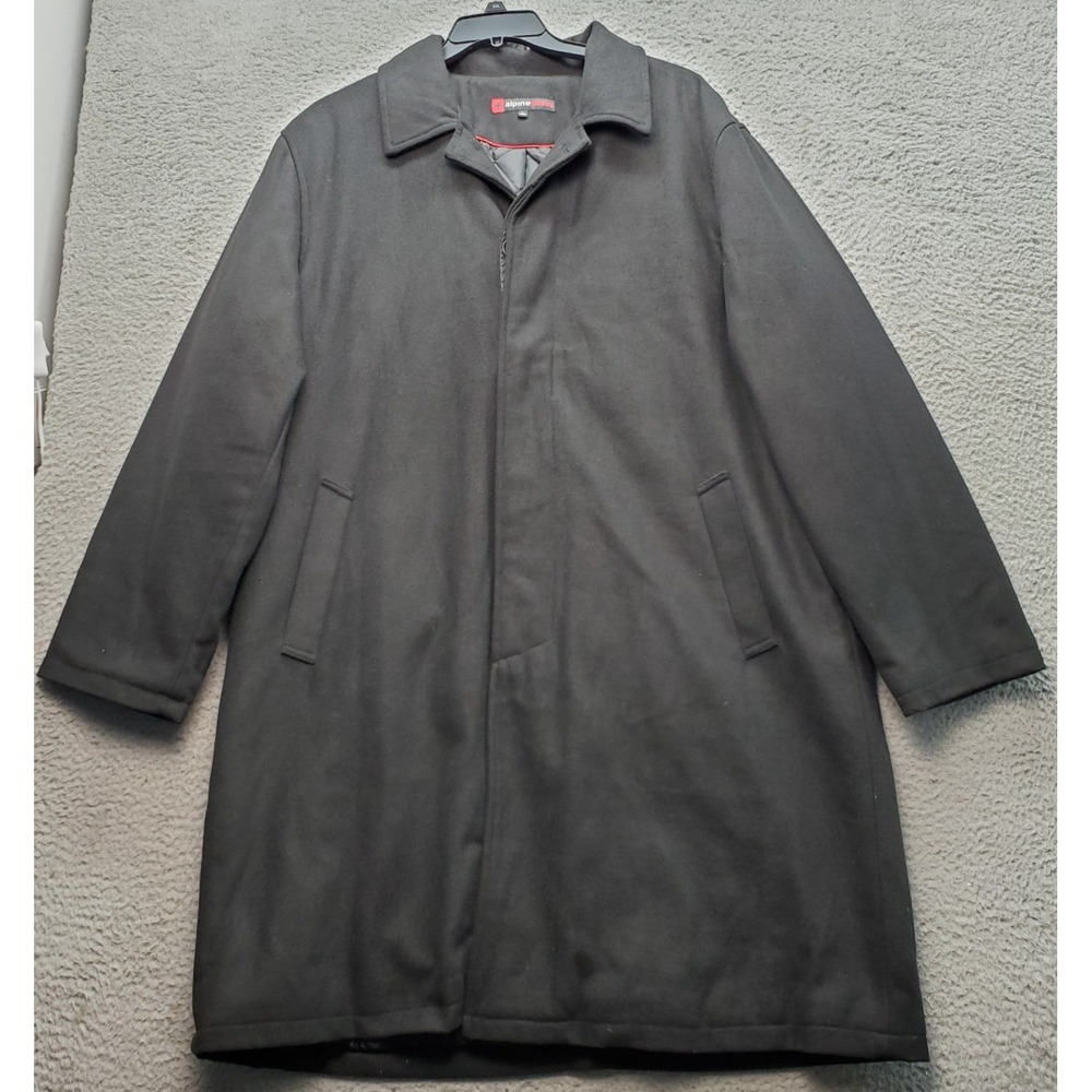 Alpine Swiss Overcoat‎ Mens Large Black Quilted Lined Long Sleeve Button Front